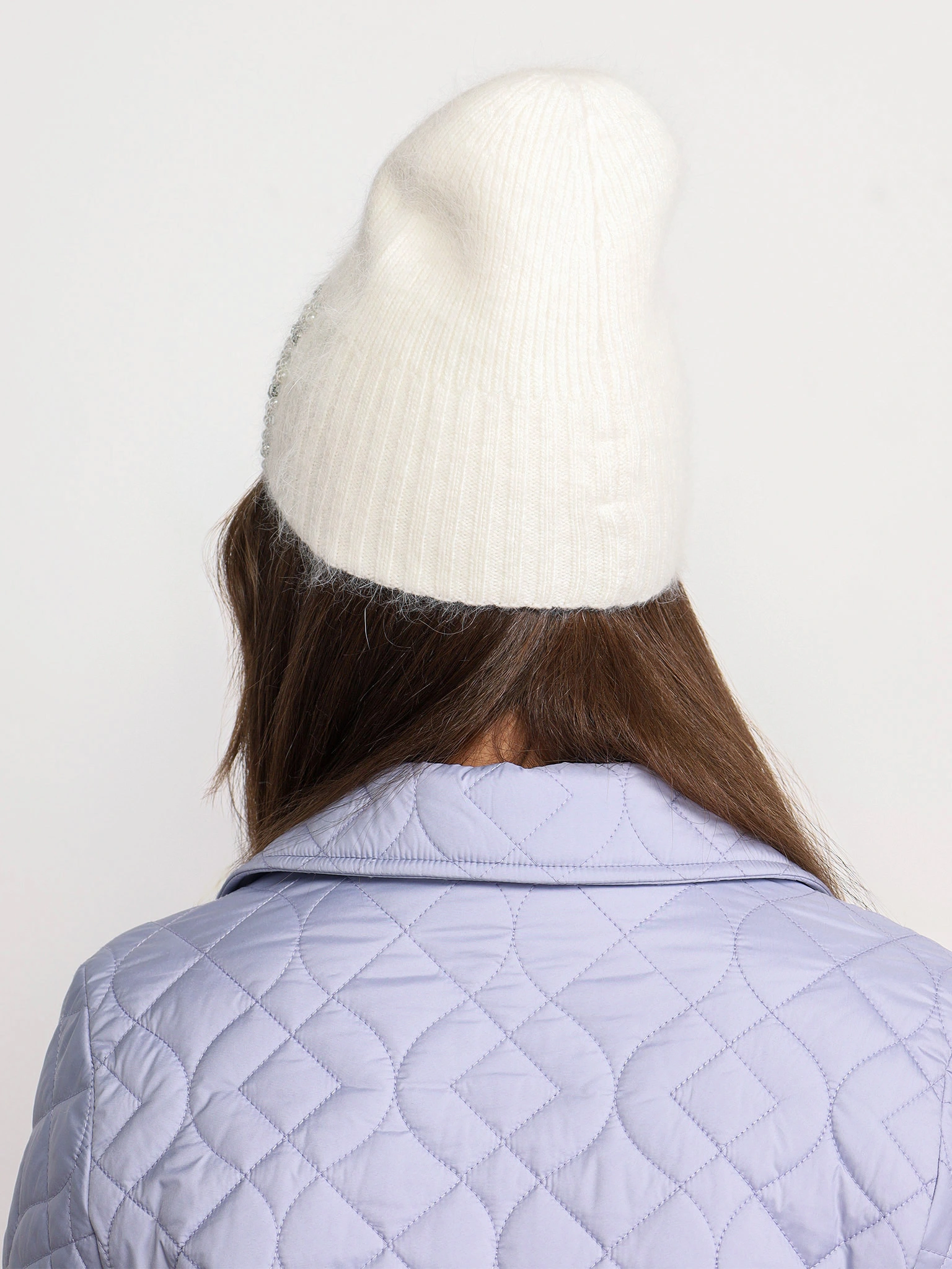 Шапка-бини двойная со стразами и бусинами в ассортименте